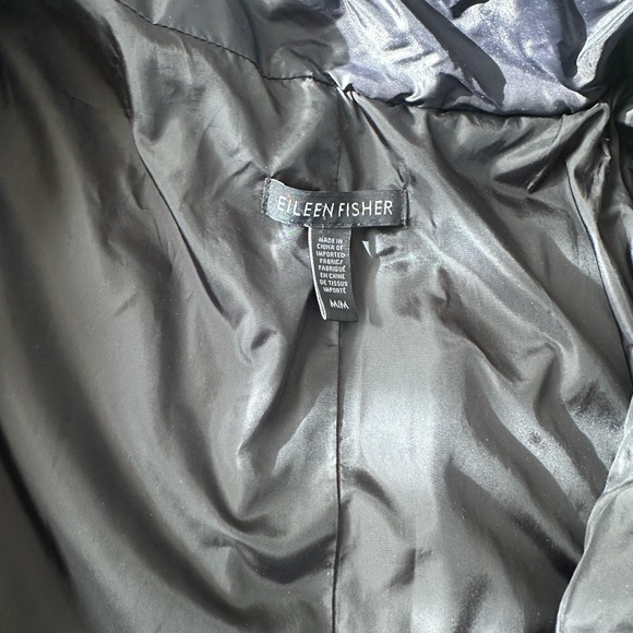 Eileen Fisher Black Recycled Nylon Blend Quilted Stand Collar Jacket Coat M - Picture 6 of 8